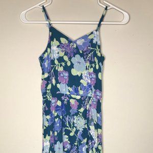 Stitch Fix Sunset West Women's Sundress Medium Spaghetti Strap Blue Floral NWT